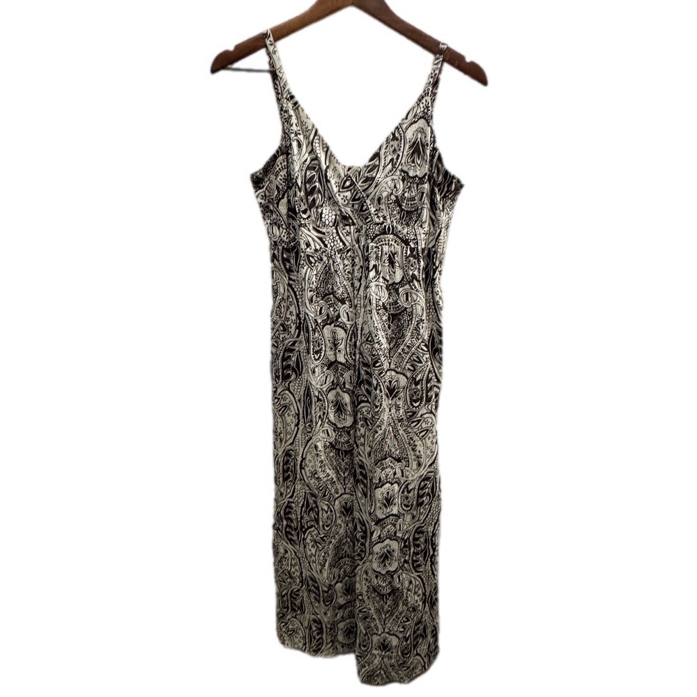New York & Company Midi Dress Womens 8 Brown Paisley Cotton Excellent Sleeveless